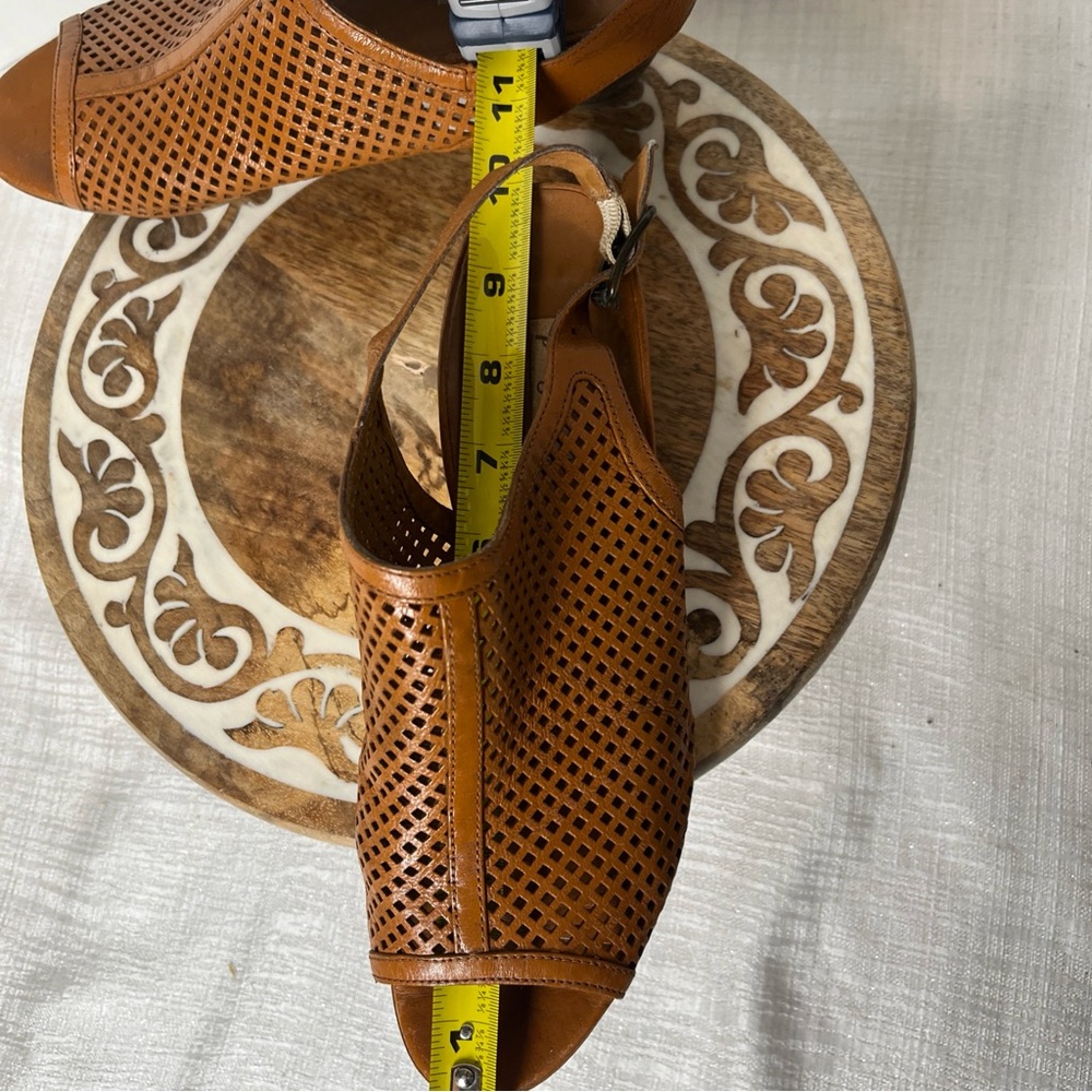 Paul Green Lois Slingback Perforated Leather Sandal Cognac Open Toe 6 UK 8.5 US - Picture 5 of 15